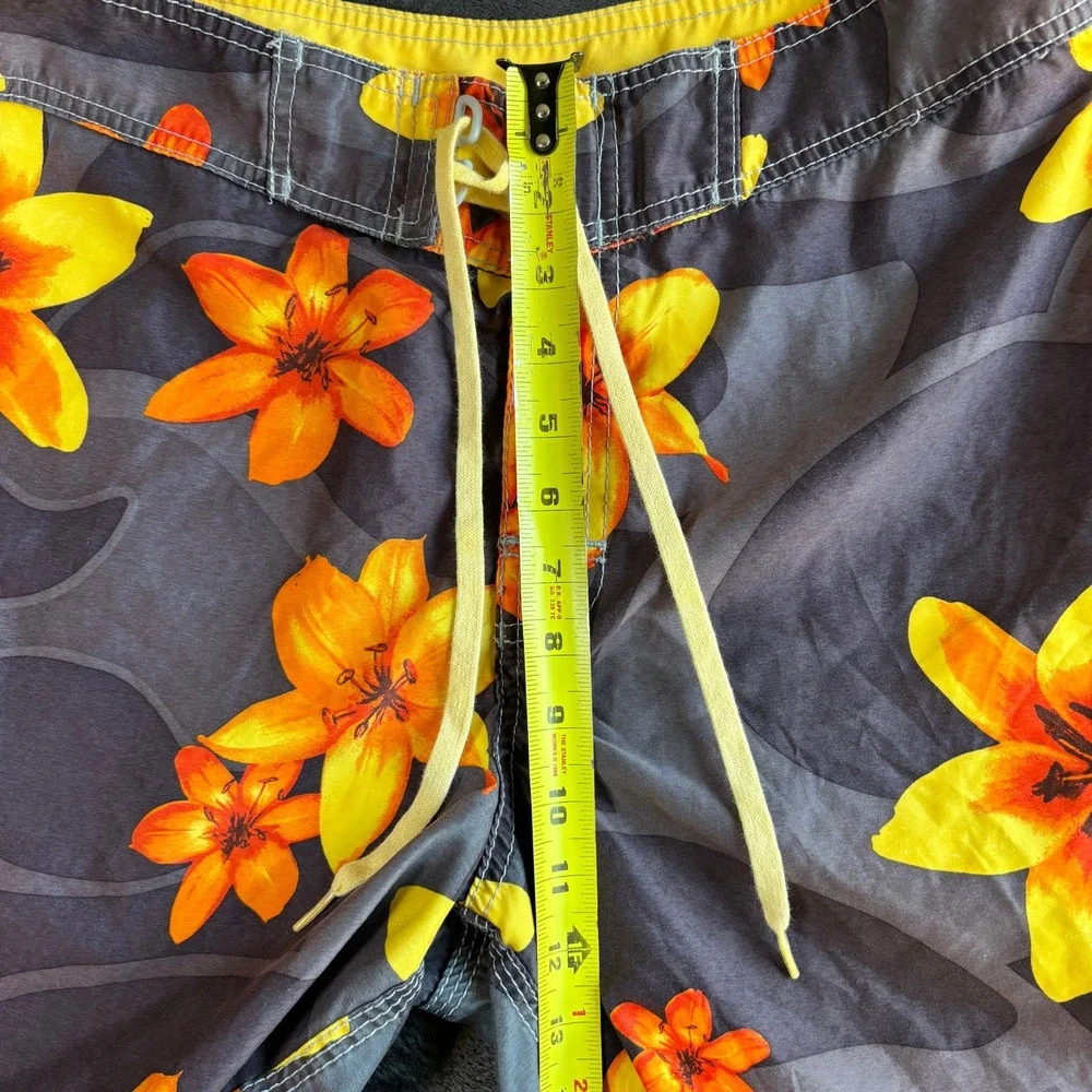 Billabong Mens Board Shorts Floral Tropical Surf 33 Brown Orange Yellow